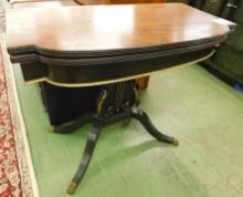 Lire Black and Mahogany Game Table - 30" x 34" x 34" Open