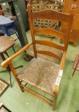 Early Ladder Back Arm Chair - 45" x 23" x 20"
