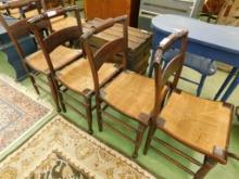 4 Hitchcock Style Chairs - Rush Seats - 34" x 17" x 17"