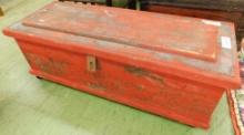 Red Painted Tool Box - 12.5" x 35" x 13"