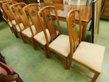 Oriental Style Dining Chairs - Upholstered Seats - 2 Arm 4 Side - Each 42" x 24" x 21"