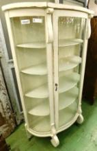 Vintage Painted Bow Front China Cabinet - 61.5" x 38" x 15"