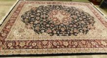 Large Wool Area Rug - Maroon-Off White-Beige-Black-Rose-Brown - 142" x 111"