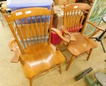 Pair of Arrow Back Arm Chairs - Each 38" x 26" x 18"