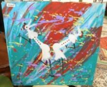 Southern Folk Art - Signed Ernest "Chicken Man" Lee - On Plywood - 35" x 36"