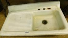 Cast Iron Porcelain Sink with Dripboard - 18" x 42" x 24"