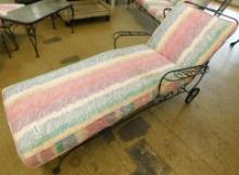 Wrought Iron Outdoor Chaise Lounge with Cushions - 32" x 68" x 23"