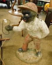 Vintage Concrete Lawn Jockey - Has Weather Wear - 26" x 17" x 7.5"