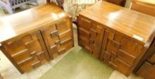 Pair of Lane MCM Mid Century Brutalist Nighstands - Each 22.5" x 28" x 16"