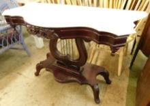 Victorian Marble Top Lire Table - 29" x 21" x 15.5"