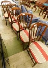 5 Dining Arm Chairs - Upholstered Seats - 36" x 17.5" x 20"