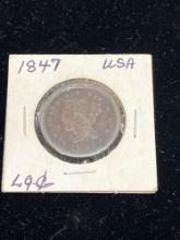 1847 braided hair, large cent