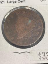 1821 matron head large cent