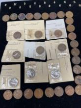 Lot of 33 Wheat Cents Various Years