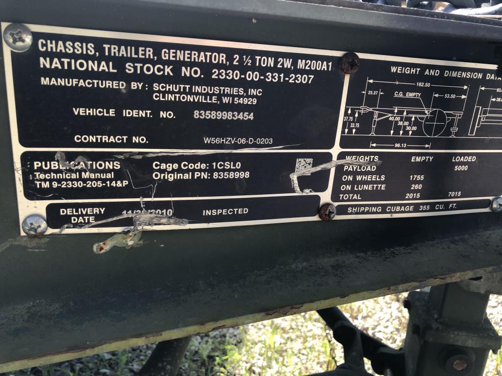 Schutt Industries Inc, M200A1 Generator Trailer