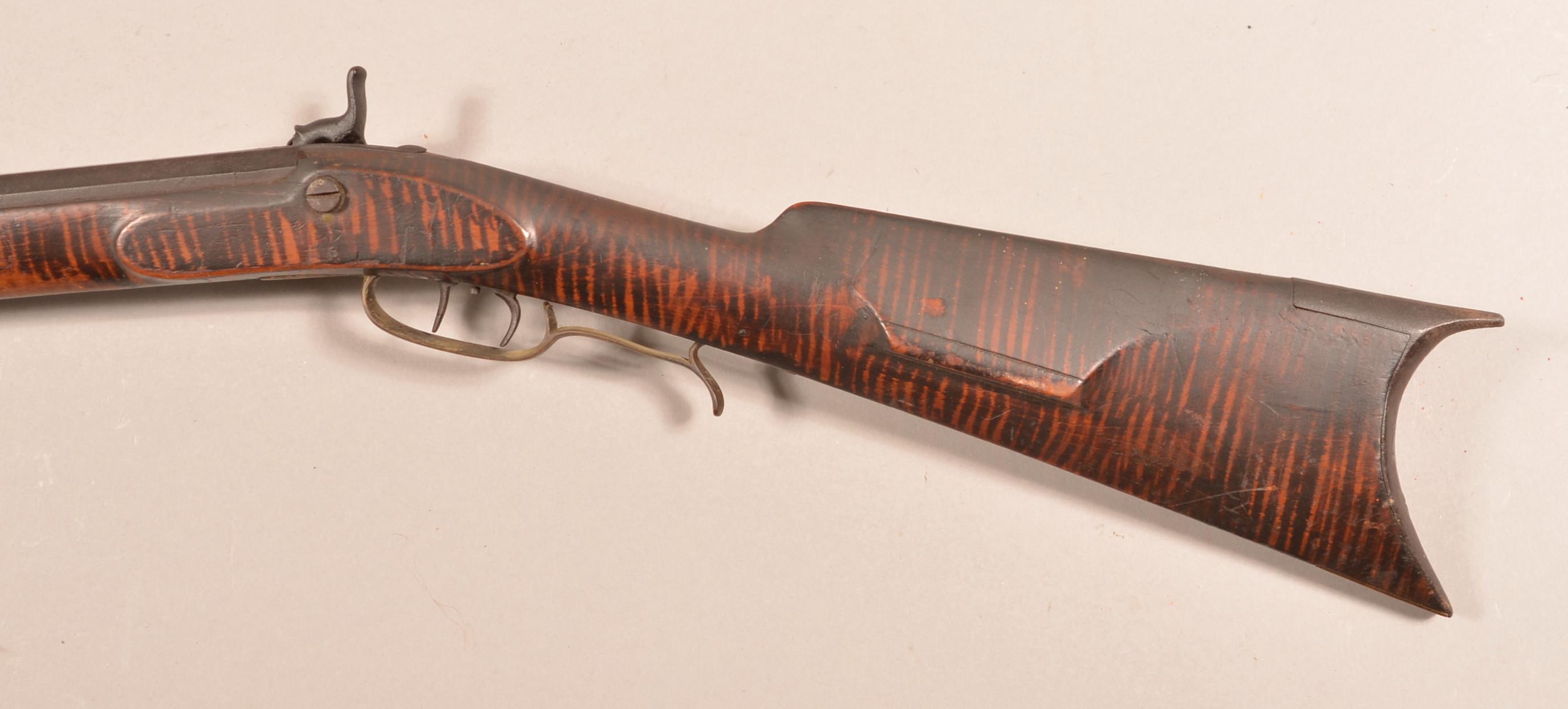 Signed Leman .44 cal. Full Stock Kentucky Rifle