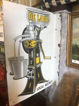 Enameled Double-Sided DeLaval Cream Separator Sign