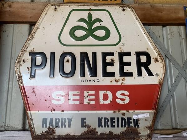Hexagon Pioneer Seed Pressed Tin Sign