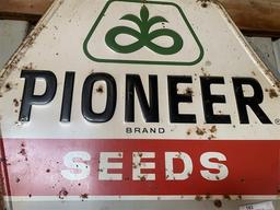 Hexagon Pioneer Seed Pressed Tin Sign