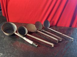 5 Graniteware Ladles and Sieves