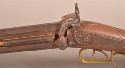 Unsigned Percussion O/U. 45 cal. 12ga. Shotgun