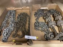 (2) Trays of Cable Pullers & Log Chains