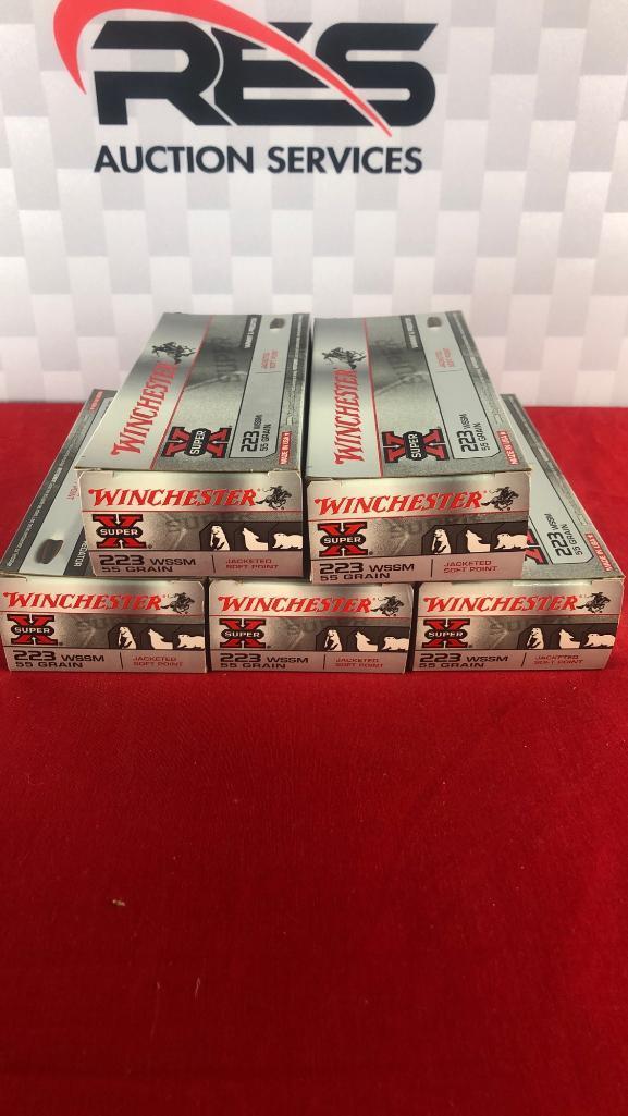 100rds Winchester SuperX 223WSSM 55GR JSP Ammo