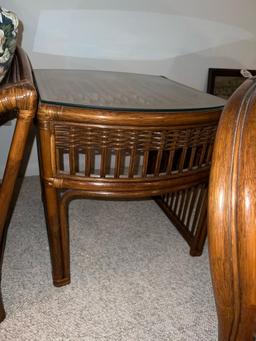 (3) Piece Rattan Sofa, Chair & Table