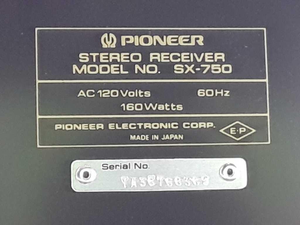 PIONEER SEREO RECEIVER MODEL SX- 750