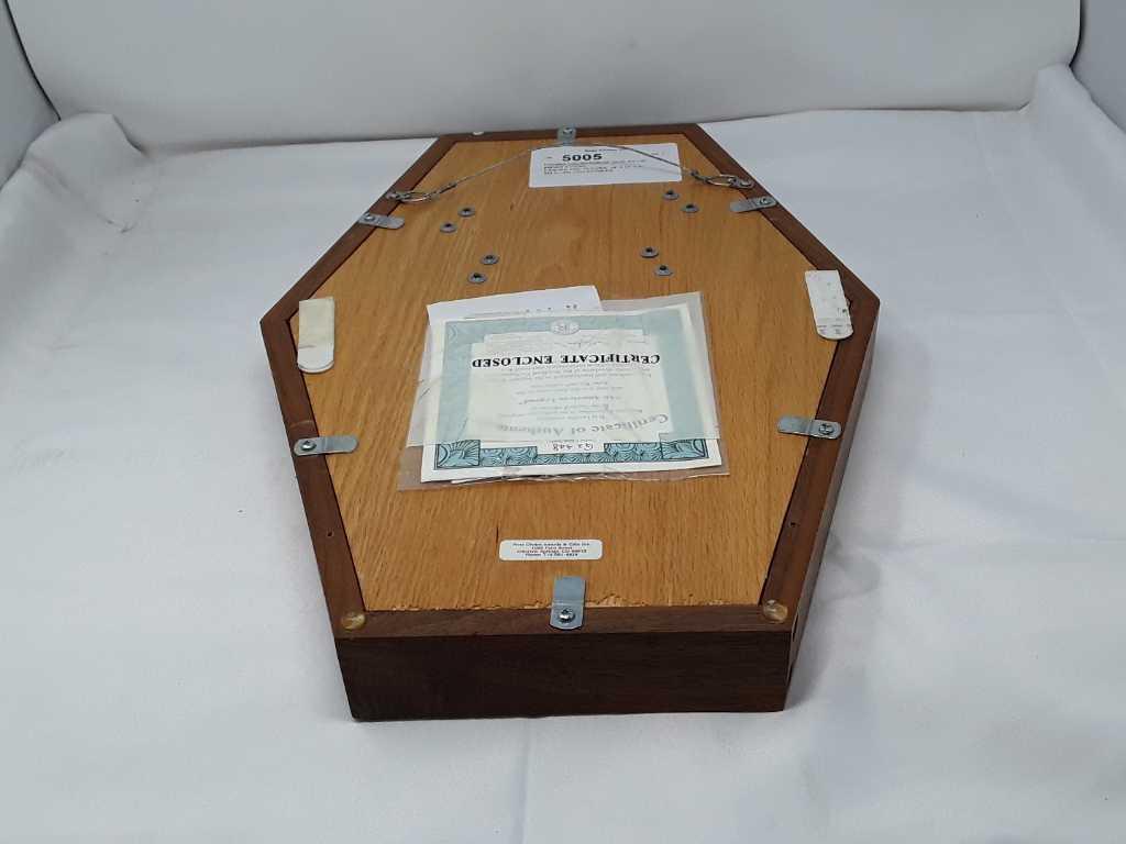FRAMED COLLECTION OF JOHN WAYNE KNIVES & COINS