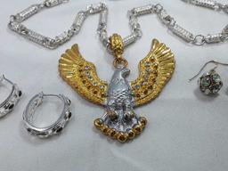 Sparkle Earring & Eagle Necklace Set of 3