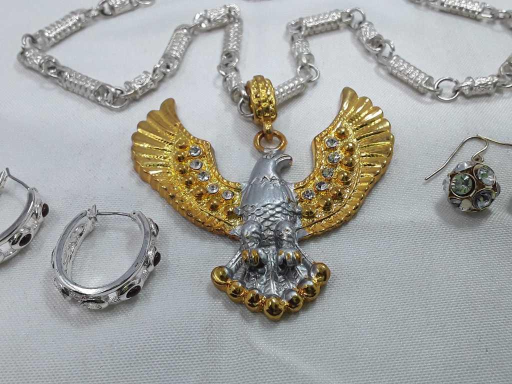 Sparkle Earring & Eagle Necklace Set of 3
