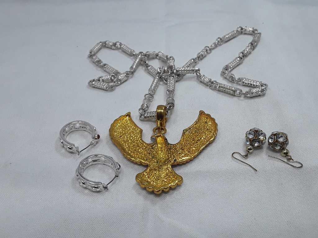 Sparkle Earring & Eagle Necklace Set of 3