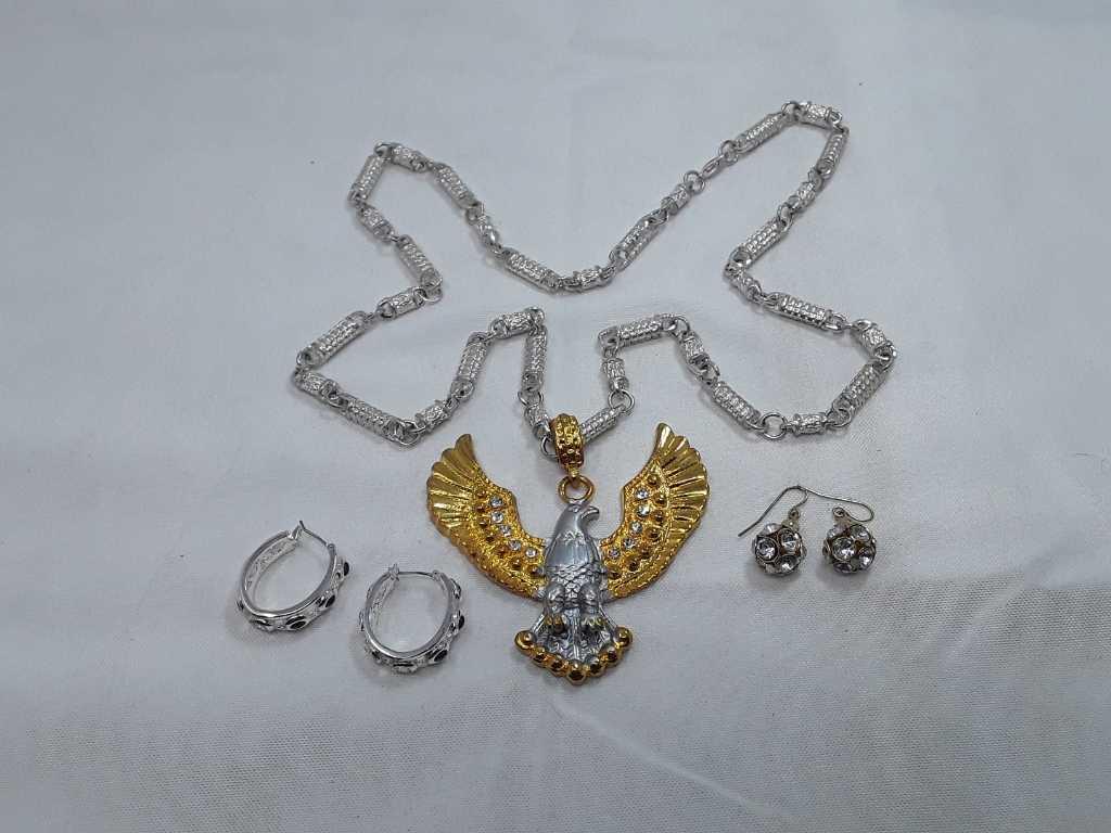 Sparkle Earring & Eagle Necklace Set of 3