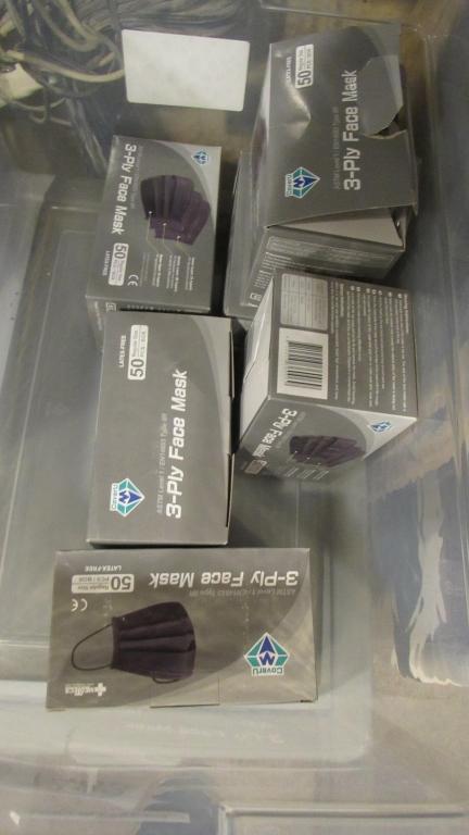 2) TOTES OF 36 PACKAGES OF BLACK FACE  MASKS
