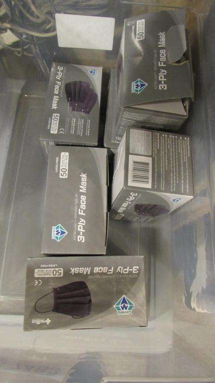 2) TOTES OF 36 PACKAGES OF BLACK FACE  MASKS