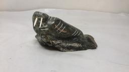 CARVED QUARTZ STONE WALRUS FIGURINE