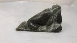 CARVED QUARTZ STONE WALRUS FIGURINE