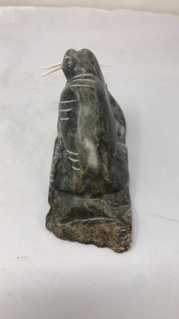 CARVED QUARTZ STONE WALRUS FIGURINE