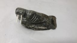 CARVED QUARTZ STONE WALRUS FIGURINE
