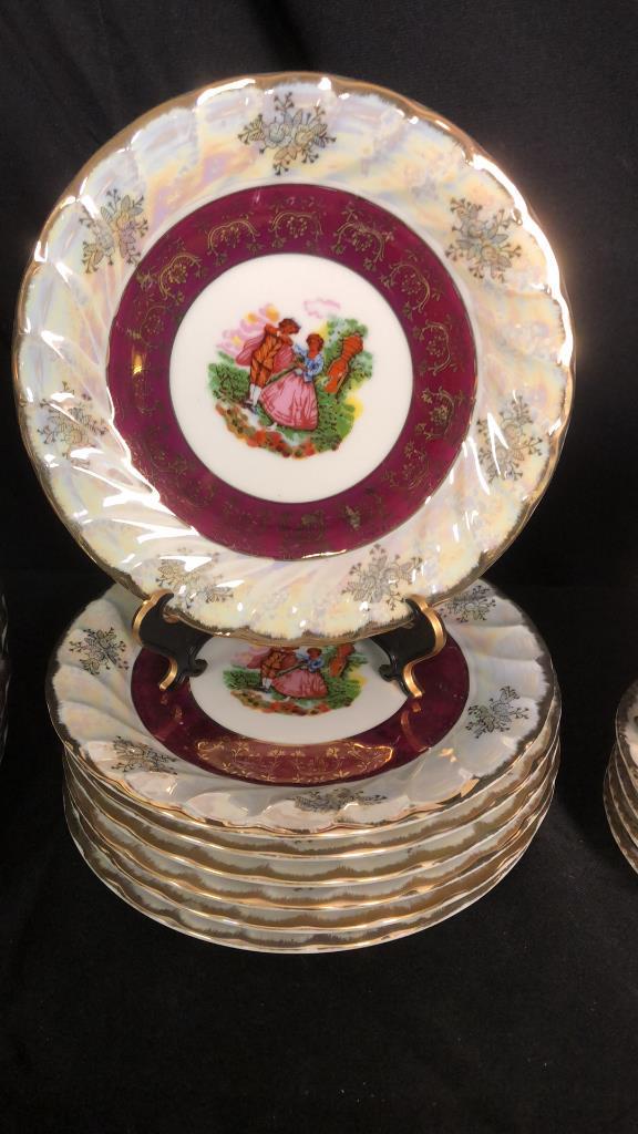 VICTORIAN COURTING COUPLE LUSTER 39PC DISHWARE