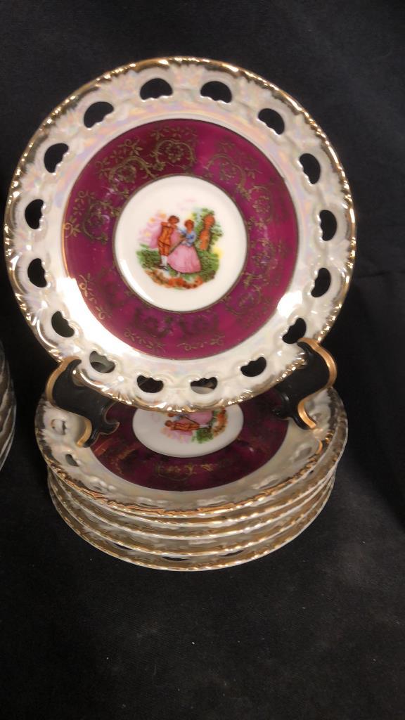VICTORIAN COURTING COUPLE LUSTER 39PC DISHWARE