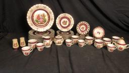 VICTORIAN COURTING COUPLE LUSTER 39PC DISHWARE