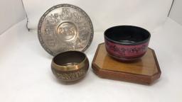 TIBETAN SONG BOWLS AND GERMAN ZINN BECKER PLATE