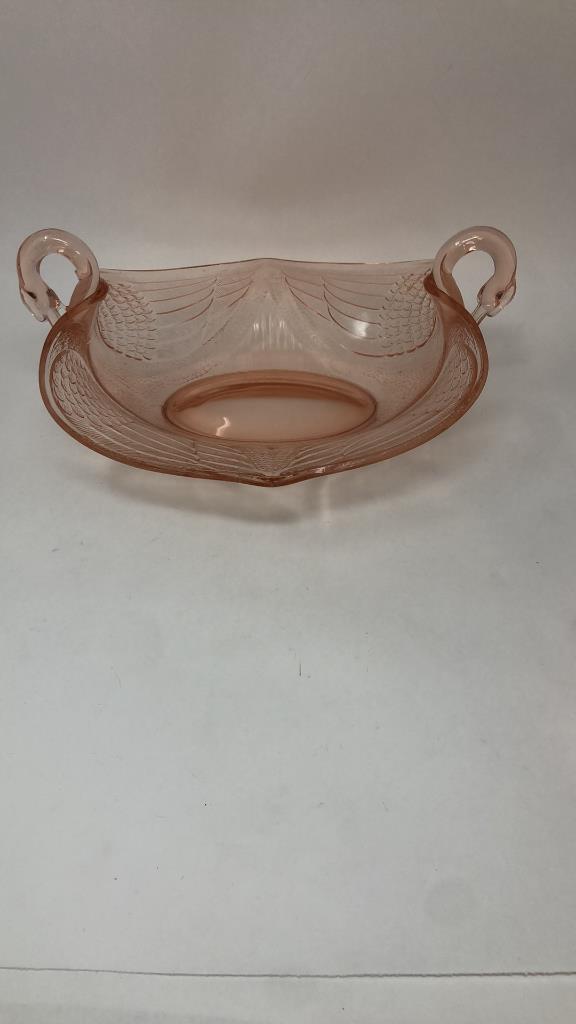 FENTON PINK DEPRESSION GLASS SWAN DISHES