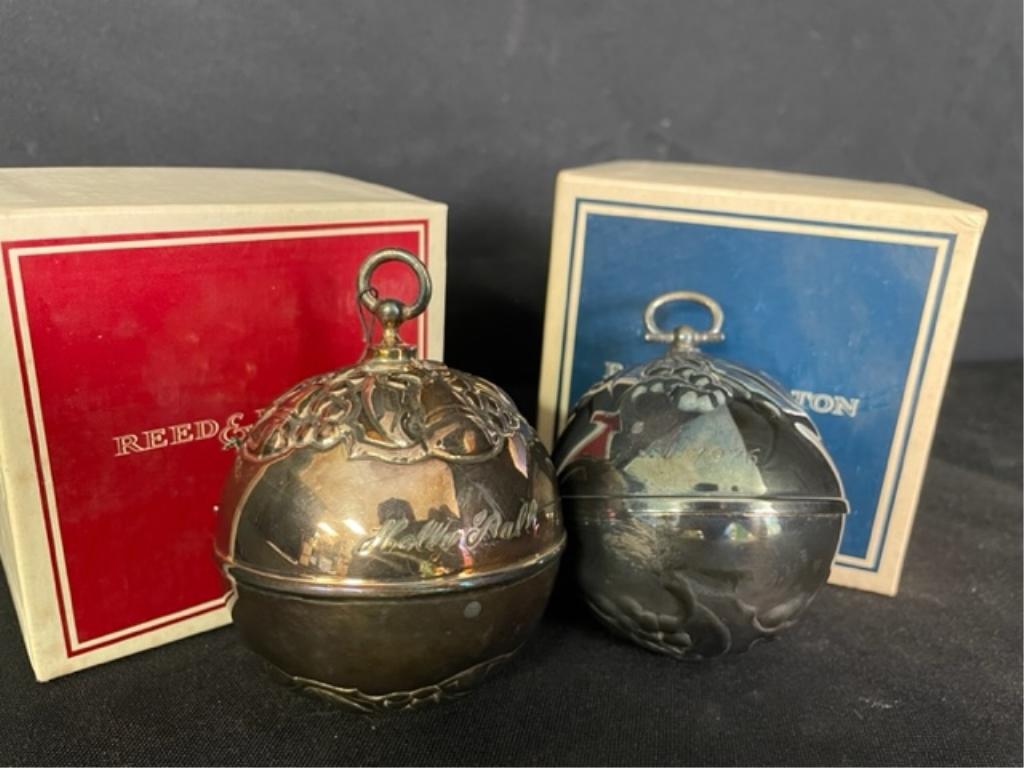 REED & BARTON "HOLLY BALL" SILVER-PLATE BELLS