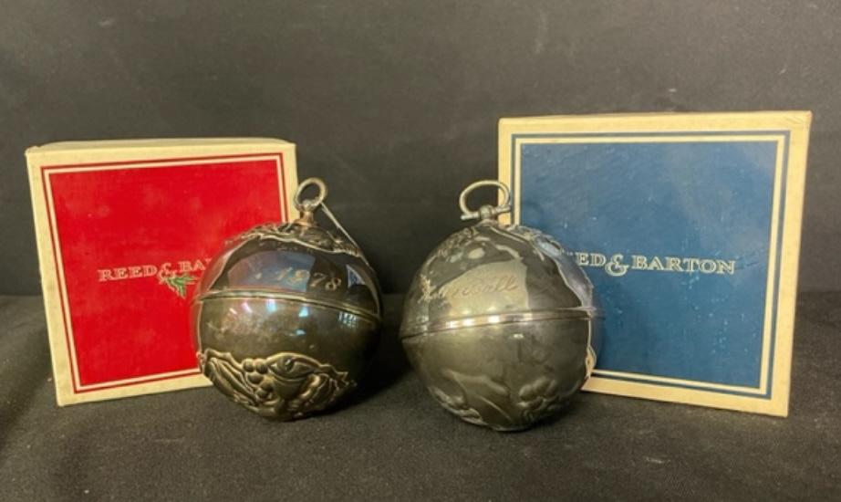 REED & BARTON "HOLLY BALL" SILVER-PLATE BELLS