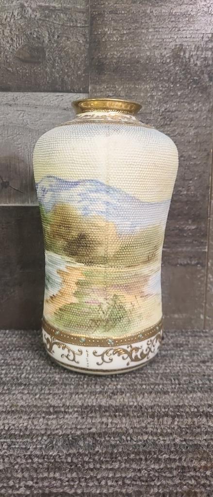 HAND PAINTED NIPPON TAPESTRY VASE