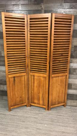 3-PANEL WOOD ROOM DIVIDER FOLDING PRIVACY SCREEN