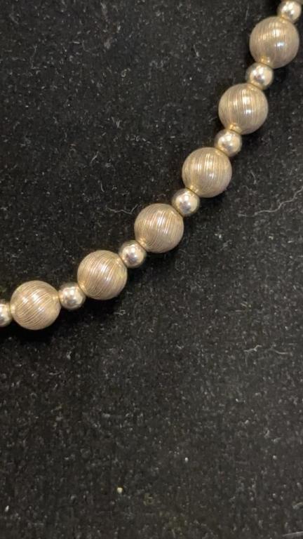 STERLING SILVER BEAD NECKLACE 25G